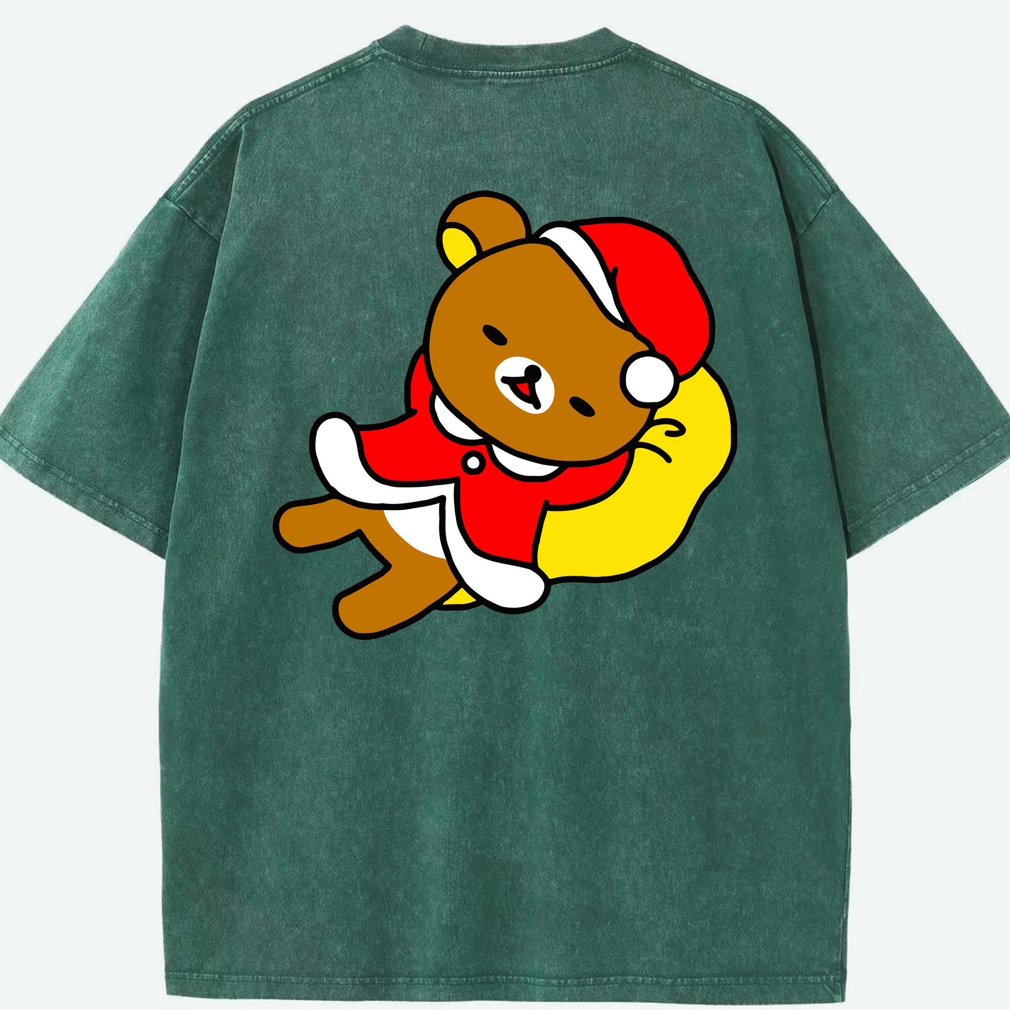 （画像用） リラックマ リラックマ キイロイトリ Rilakkuma Korilakkuma Kiiroitori 綿100% ヴィンテージ風 半袖Tシャツ（背面プリント）